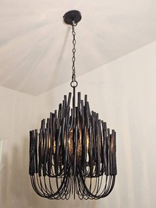 Arteriors Tilda Three Tier Black Fluted Arm Chandelier