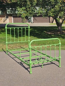 Green Metal Spindle Bed Frame Twin