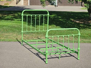 Green Metal Spindle Bed Frame Twin