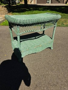Green Painted Wicker Console Table