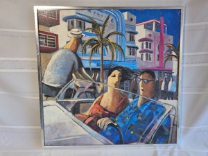 Signed Art Deco Style South Beach Convertible Print
