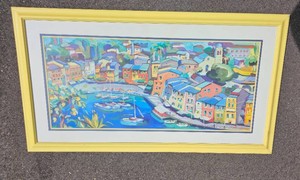 Colorful Mediterranean Harbor Framed Print