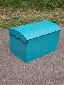 Turquoise Painted Dome Top Storage Chest