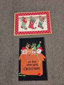 Framed Christmas Hook Rug Wall Art Collection