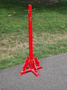 Red Painted Wood Coat Rack with Dog Figural Base