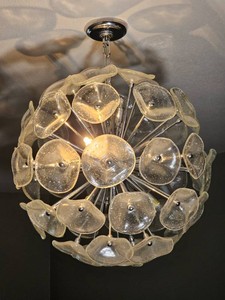Vintage Murano Petal Chrome Sputnik Chandelier