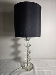 Faceted Clear Glass Table Lamp with Tall Black Shade