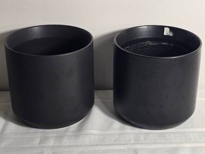 Modern Black Cylindrical Cachepot Pair