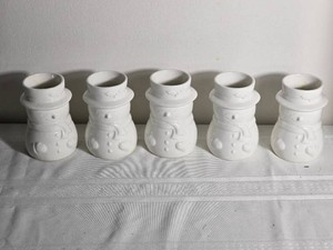 White Ceramic Snowman Decorative Holders, Set of Five