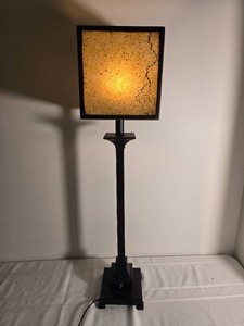 Mission Style Buffet Lamp with Amber Panel Shade
