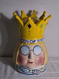 Whimsical Crowned Queen Ceramic Decorative Holder