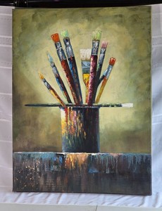 Colorful Artist Paintbrush Still Life Canvas Wall Art