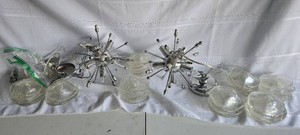 Chrome Sputnik Style Pendant Light Pair with Murano Textured Glass Petals