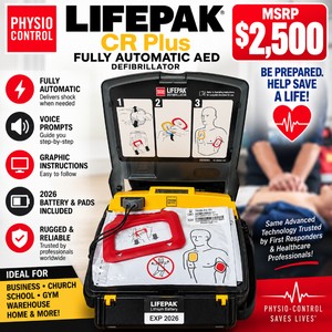 MSRP $2500 Physio Control LIFEPAK CR Plus AED Emergency Defibrillator W/2026 Battery &amp; Pads &amp; Protective Case -Fully Automatic AHA Voice &amp; Graphic Prompts Walk You Through Life Saving Measures! See Youtube! Great For The Cabin &amp; More!