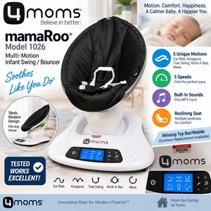 MSRP $200 4moms mamaRoo Model 1026 Multi-Motion Infant Baby Swing  Bouncer, 5 Motions &amp Speeds, Built-In Sounds, MP3 Input, Reclining Seat, Black Fabric, TESTED WORKS EXCELLENT Missing Toy BarMobile NOW TO FIND A LIFESIZE MODEL