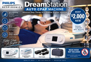 MSRP $2,000 PHILIPS RESPIRONICS DREAMSTATION AUTO CPAP MACHINE HEATED HUMIDIFIER PROFESSIONAL SLEEP THERAPY DEVICE WCARRY BAG, RESERVOIR &amp POWER SUPPLY - EXCELLENT WORKING CONDITION - MASKHOSE NOT INCLUDED