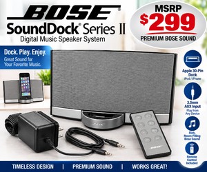 MSRP $299 Bose SoundDock Series II Digital Music Speaker System With Remote, Power Supply &amp AUX Cable, Apple 30-Pin iPodiPhone Dock, 3.5mm Audio Input, Premium Bose Sound, WORKS GREAT