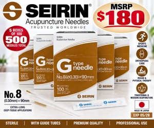 MSRP $180 NEW 500 SEIRIN G-Type No. 8 Sterile Acupuncture Needles, 5 Boxes of 100, 0.30mm x 90mm Extra-Long With Guide Tubes, Sports Medicine, Orthopedic, Rehab &amp Deep-Tissue Acupuncture, Made In Japan, EXP 0528