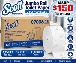 MSRP $150 NEW CASE 12 Rolls Scott Professional 07006 Coreless Jumbo 2-Ply High-Capacity Toilet Paper, 1,150 FtRoll, 13,800 Total Ft, Commercial Restrooms, Schools, Restaurants, Healthcare, Offices &amp Facilities
