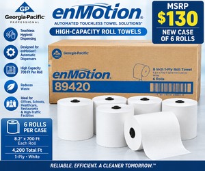 MSRP $130 NEW CASE OF 6 Georgia-Pacific enMotion 89420 High-Capacity Touchless Paper Towel Rolls, 8.2 x 700 Ft Each, 4,200 Total Ft, White 1-Ply Commercial Roll Towels, For enMotion Automated Dispensers