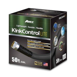 Apex KinkControl Lite Garden Hose, 50ft. x 58in., 600 Max. PSI, Black, Model# 4009-50
