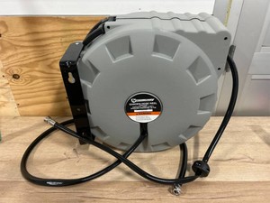 Strongway Retractable Garden Hose Reel with 58in. Dia. x 80ft.L Hose, Wall Mount