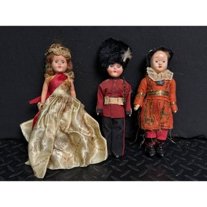 Vintage Cloth Dolls Set � 3 Figures, Folk Costume, 12 in