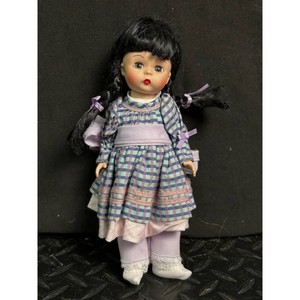 Black Hair Porcelain Doll in Plaid Dress, 1 Piece