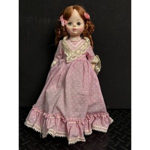 Porcelain Girl Doll Pink Lace Dress with Stand