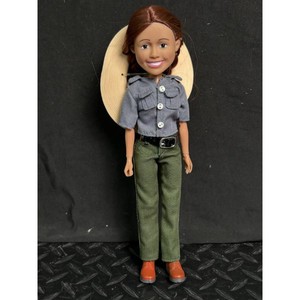 Fashion Doll with Straw Hat, Gray Shirt, Green Pants