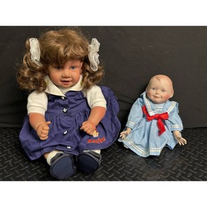 Gerber Porcelain Doll Pair � Girl in Purple, Baby in Blue