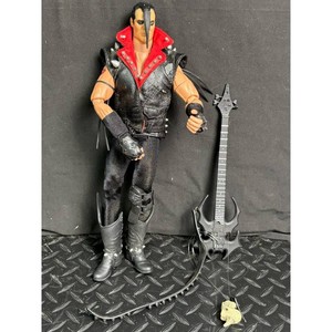 Black Plastic Rock Figure with Guitar and Skull Accessories