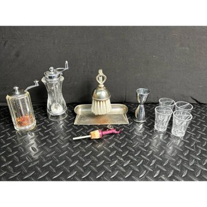 Vintage Silver-Tone Vanity Set � Glass Dispensers, Tray, Cups & Accessories