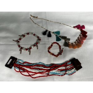 Colorful Tassel & Beaded Costume Jewelry Set � Bracelets, Necklaces, Sash