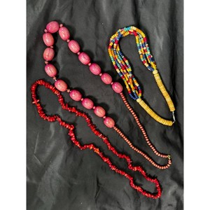 Mixed Color Wood Bead Necklace Set � 3 Strands