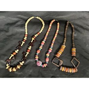 Mixed Wood Bead Necklace Set � 3 Strands, Handcrafted Style