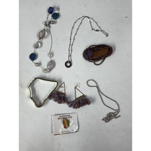 Mixed Metal Beaded Necklace Bracelet Earrings Pin
