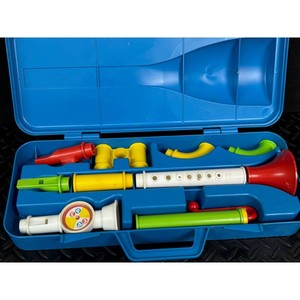 Fisher-Price Blue Plastic Crazy Combo Horn Set Case