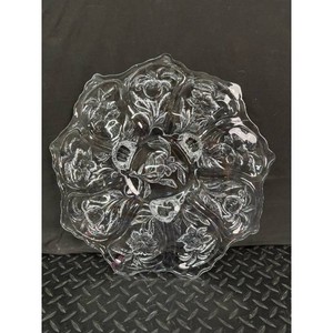 Clear Pressed Glass Floral Compote Plate with Pedestal