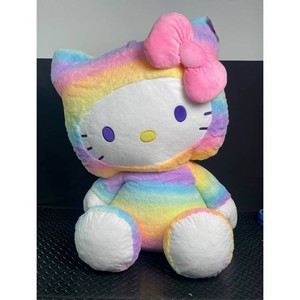 Hello Kitty Rainbow Plush Stuffed Animal with Pink Bow