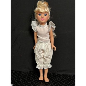 Blonde Plastic Fashion Doll in White Outfit, 1 Piece