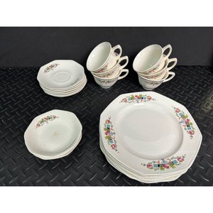 White Porcelain Floral Teacup and Saucer Set 12 Pieces