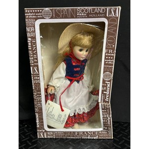 Effanbee Blonde Vinyl Doll in Folk Dress with Straw Hat