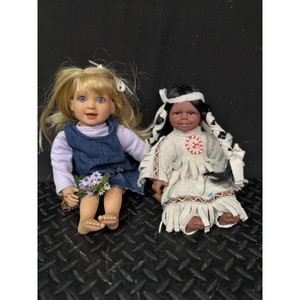 Two Native American Cloth Dolls � Blonde & Dark Hair, 2 Pieces