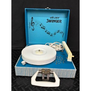 deJAY Blue Plastic Swinger Model SP5 Portable Phonograph