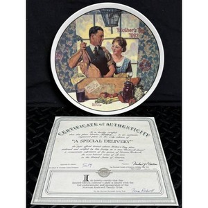 Knowles White Ceramic Norman Rockwell Mothers Day Plate 1993