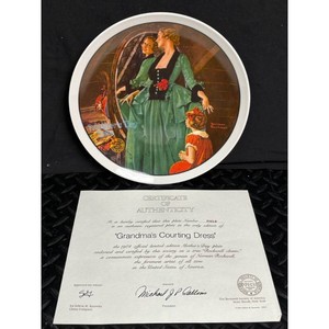 Knowles White Ceramic Norman Rockwell Plate � Grandmas Courting Dress