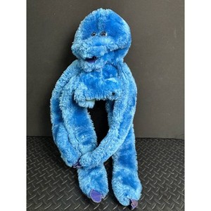 Blue Plush Monkey Stuffed Animal with Purple Paws