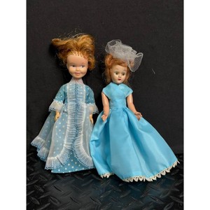 Vintage Blue Composition Dolls Pair with Dresses, 2 Pieces