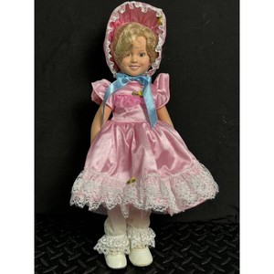 Pink Cloth Doll in Bonnet Dress with Lace Trim, 1 Pc